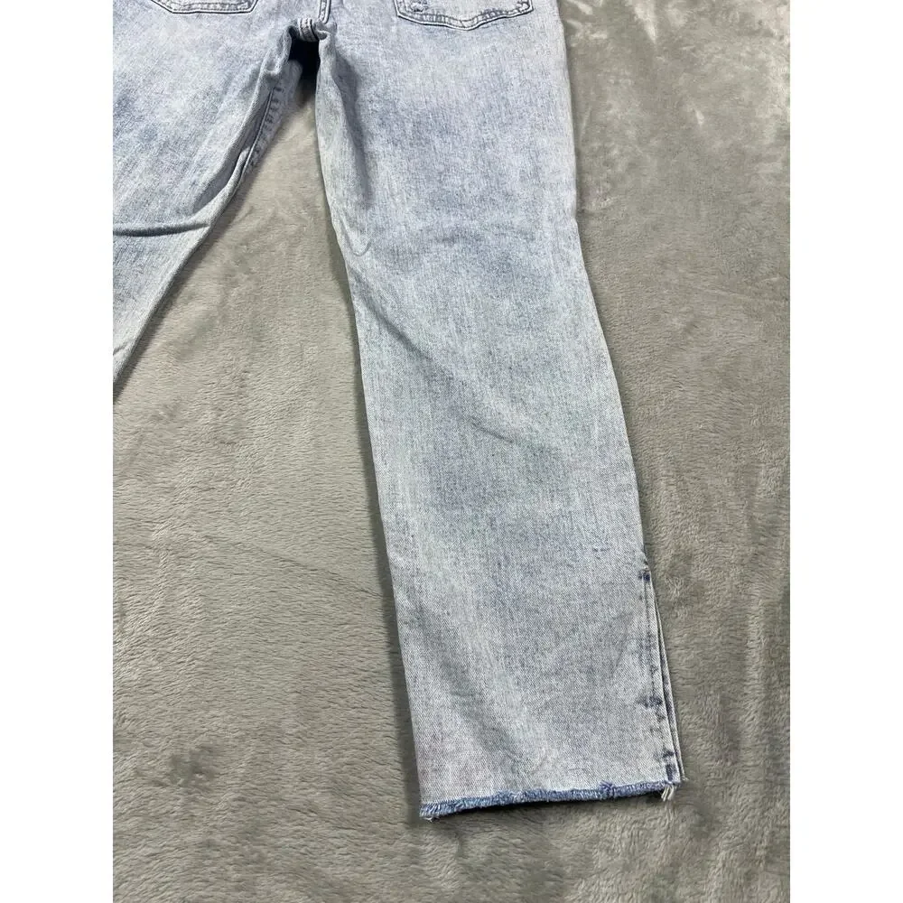 Old Navy Jeans OG Straight High Rise Raw Hem Slit Acid Wash 10